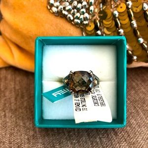 Effy SS & 18K Gold Cushion Cut Smokey Quartz Ring